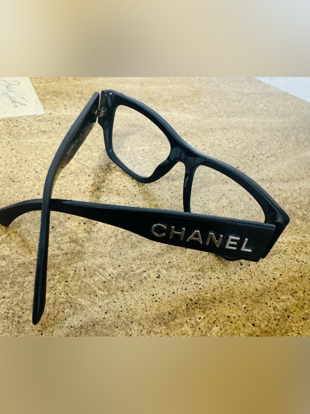 CHANEL Authentic Chanel Black Logo Acetate Eyeglass Frames